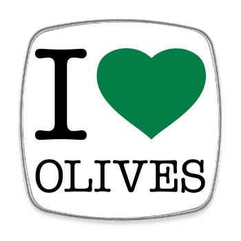 J’AIME LES OLIVES Oliven - Magnet carré - blanc - Devant