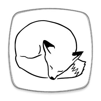Fuchs schlafend: Niedlich, Kawaii & Comic Stil - Viereckiger Kühlschrankmagnet - Weiß - Vorne