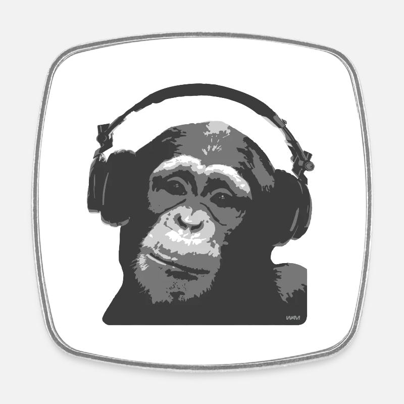 DJ MONKEY by wam - Viereckiger Kühlschrankmagnet - Weiß