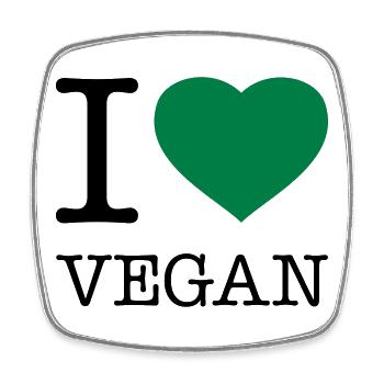 I LOVE VEGAN Veganer - Square fridge magnet - white - Front