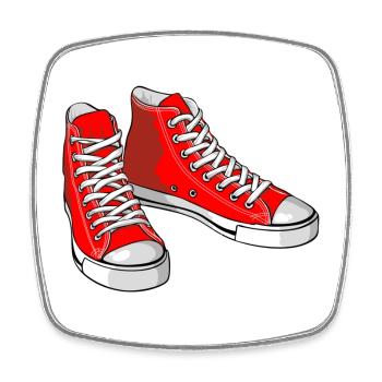 Red sneakers - Square fridge magnet - white - Front
