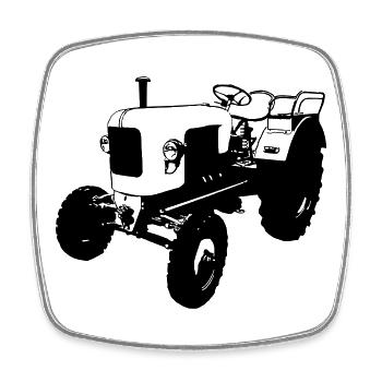Traktor , Landmaschine , Trecker , Eicher (25) - Viereckiger Kühlschrankmagnet - Weiß - Vorne