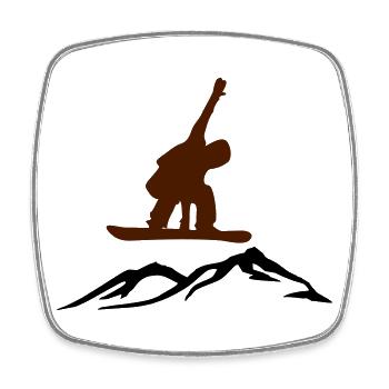 Snowboarder über Berg - Viereckiger Kühlschrankmagnet - Weiß - Vorne