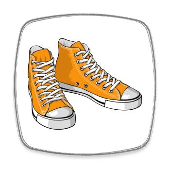 Orange sneakers - Square fridge magnet - white - Front