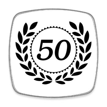 50.Geburtstag ,50 Jahre Jubiläum Lorbeerkranz (25) - Viereckiger Kühlschrankmagnet - Weiß - Vorne
