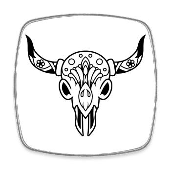 Death's head with horns - Square fridge magnet - white - Front