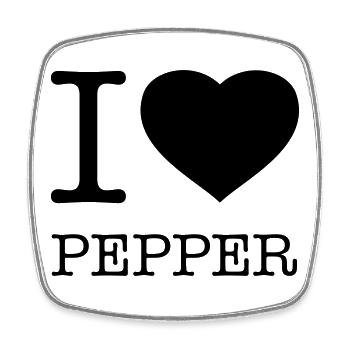 I LOVE PEPPER Pfeffer - Viereckiger Kühlschrankmagnet - Weiß - Vorne