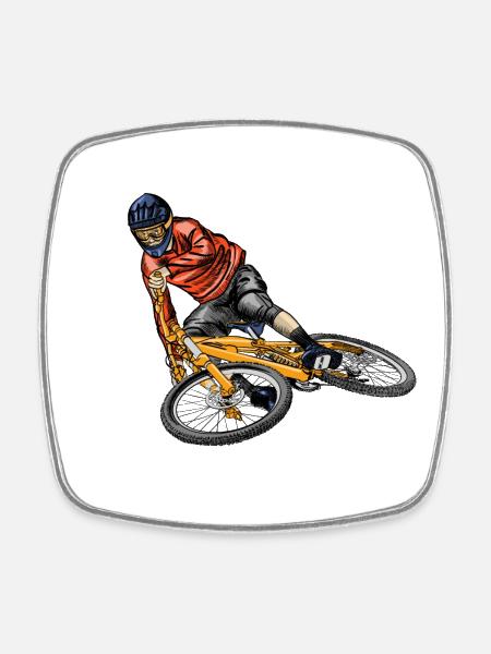 Mountainbike - Magnet carré - blanc