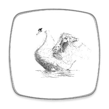 Swan - Square fridge magnet - white - Front
