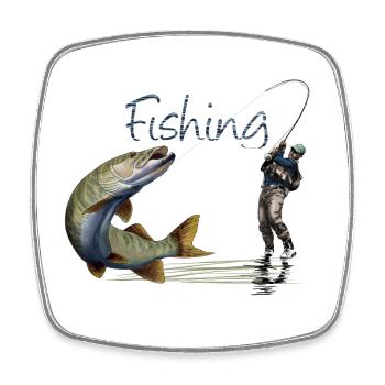 Fishing - Square fridge magnet - white - Front