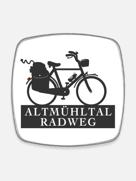 Altmühltal Radweg - Viereckiger Kühlschrankmagnet - Weiß