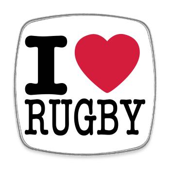 I love rugby - I love rugby - Square fridge magnet - white - Front