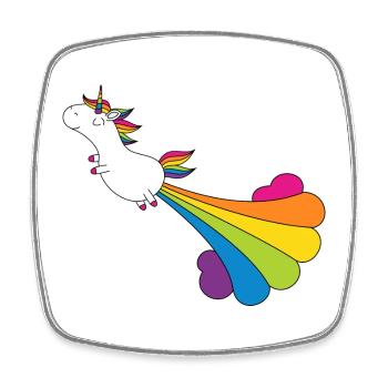 Pupsendes Einhorn - Viereckiger Kühlschrankmagnet - Weiß - Vorne