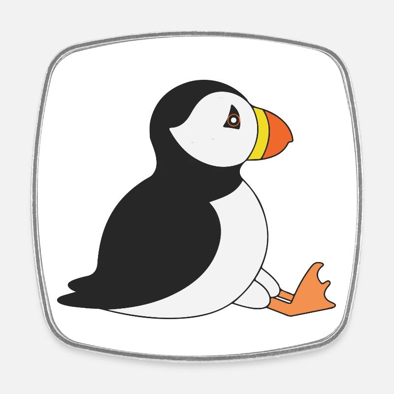 Puffin - Square fridge magnet - white