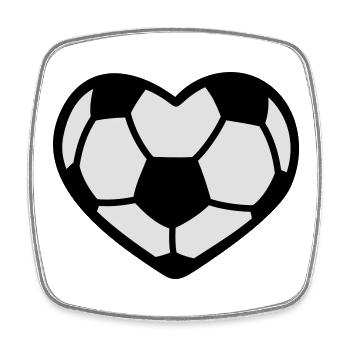 Football coeur - Magnet carré - blanc - Devant