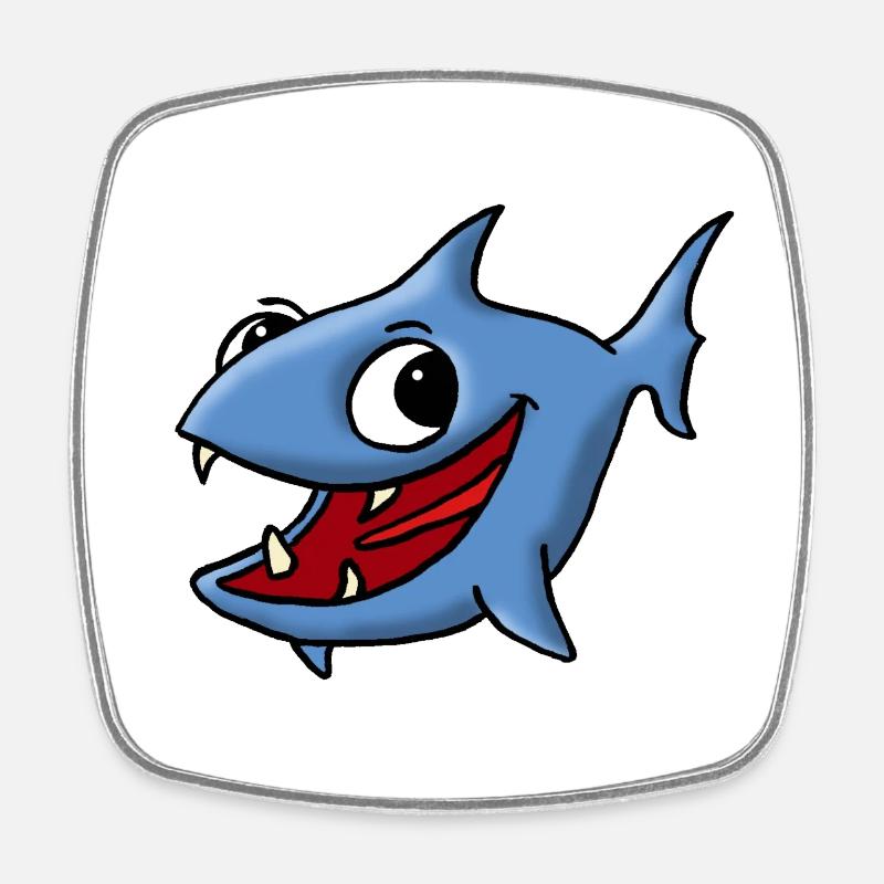 Blue Fish - Square fridge magnet - white