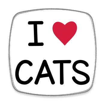 I love Cats cadeau pour les amis chats - Magnet carré - blanc - Devant