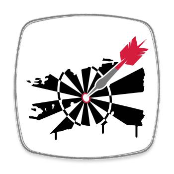 Dartscheibe mit Dartpfeil Graffiti Illustration - Viereckiger Kühlschrankmagnet - Weiß - Vorne