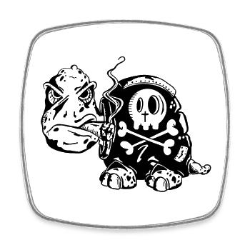 Skull Schildkröte - Raucher - Zigarette -Totenkopf - Viereckiger Kühlschrankmagnet - Weiß - Vorne