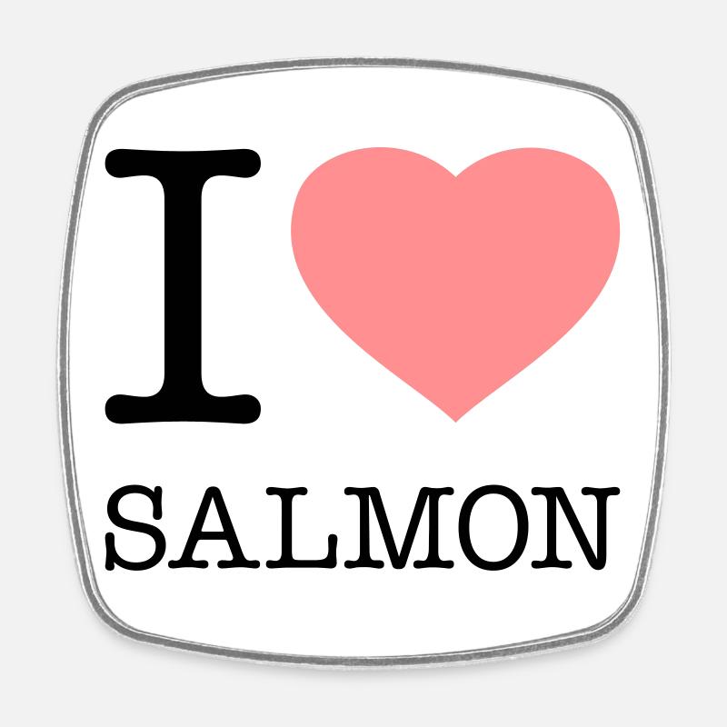 J’AIME LE SAUMON Poisson Saumon - Magnet carré - blanc