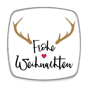Frohe Weihnachten Geweih Herz nase Rentier Elch - Viereckiger Kühlschrankmagnet - Weiß - Vorne