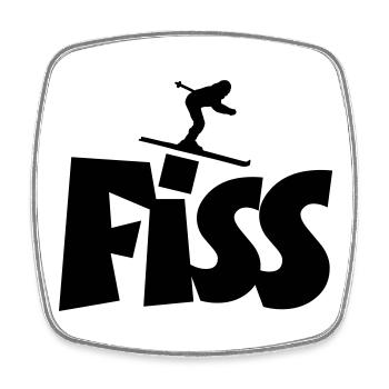 Fiss Ski für Skifahrer und Skifahrerinnen - Viereckiger Kühlschrankmagnet - Weiß - Vorne