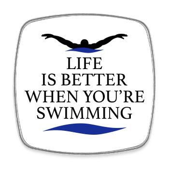 Schwimmen - Viereckiger Kühlschrankmagnet - Weiß - Vorne