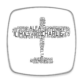 Aéronefs à partir de Pilotenalphabet_schwarz - Magnet carré - blanc - Devant