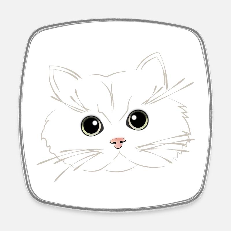 cat eyes with fluffy face - Square fridge magnet - white