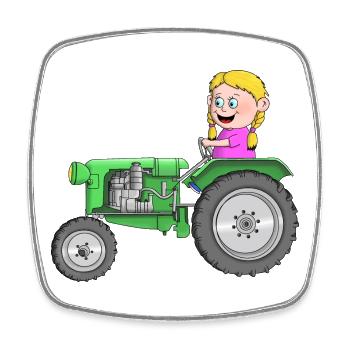 Traktor Kinder - Viereckiger Kühlschrankmagnet - Weiß - Vorne