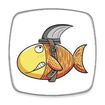 Cadeau drôle de poisson rouge I Shark I Fish - Magnet carré - blanc - Devant