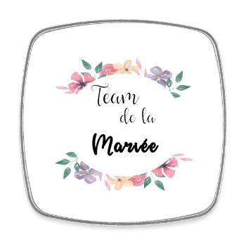 Équipe de la Mariée Floral Watercolor - Magnet carré - blanc - Devant