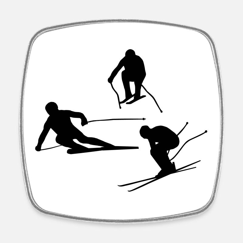Skifahrer - Viereckiger Kühlschrankmagnet - Weiß