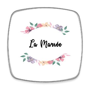 Floral theme - The Bride - Square fridge magnet - white - Front
