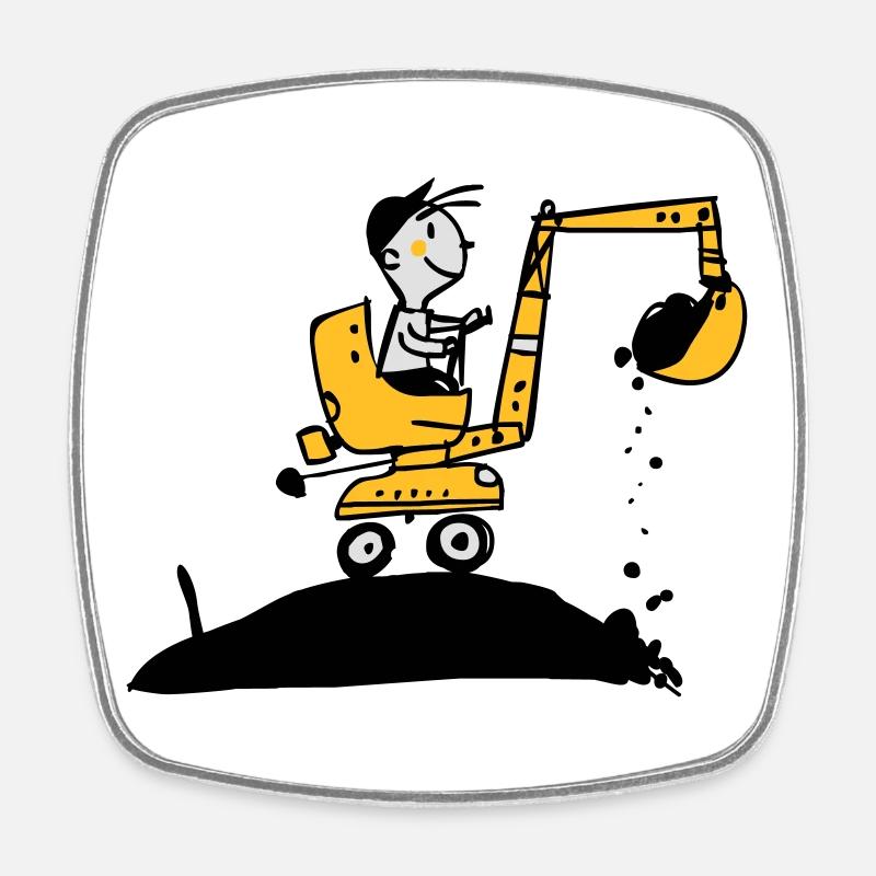 excavator t-shirt - Square fridge magnet - white