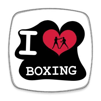 I Love Boxing - Viereckiger Kühlschrankmagnet - Weiß - Vorne