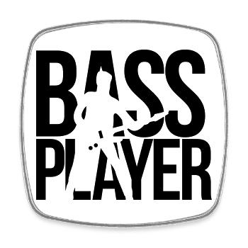 Bass Gitarre - Viereckiger Kühlschrankmagnet - Weiß - Vorne