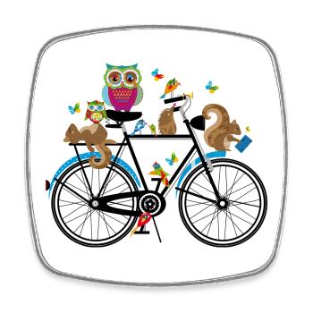 forest animals on a bike - Square fridge magnet - white - Front