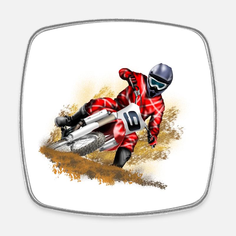 Motocross - Magnet carré - blanc
