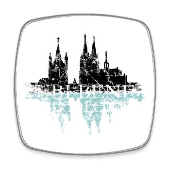 UBI BENE IBI COLONIA Köln Rhein Skyline Spruch - Viereckiger Kühlschrankmagnet - Weiß - Vorne