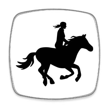 Silhouette Reiterin mit galoppierendem Pferd - Viereckiger Kühlschrankmagnet - Weiß - Vorne