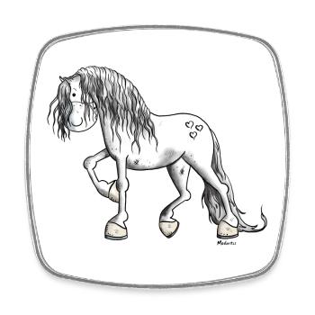 Cute White Horse - Square fridge magnet - white - Front