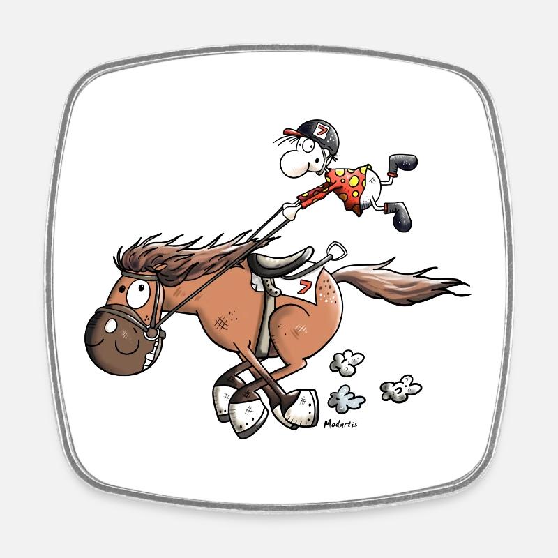 Cheval De Course Rapide - Magnet carré - blanc