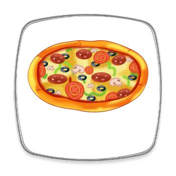 Pizza - Viereckiger Kühlschrankmagnet - Weiß - Vorne