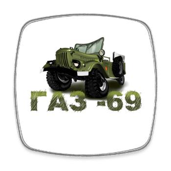 GAZ 69 - Magnet carré - blanc - Devant