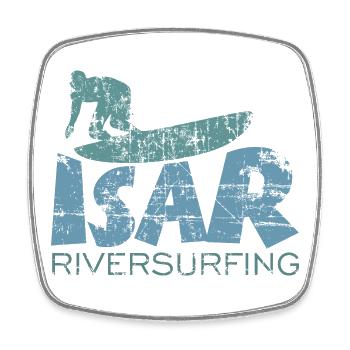 Isar Riversurfing (Vintage / Bleu Vert) - Magnet carré - blanc - Devant