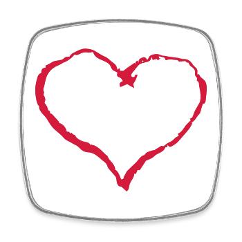 Coeur / vintage - Magnet carré - blanc - Devant