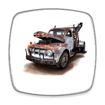 voiture rouillée - Magnet carré - blanc - Devant