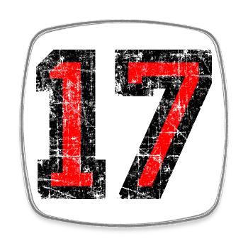 Zahl 17 (Vintage Rot) 17. Geburtstag Nr. 17 - Viereckiger Kühlschrankmagnet - Weiß - Vorne