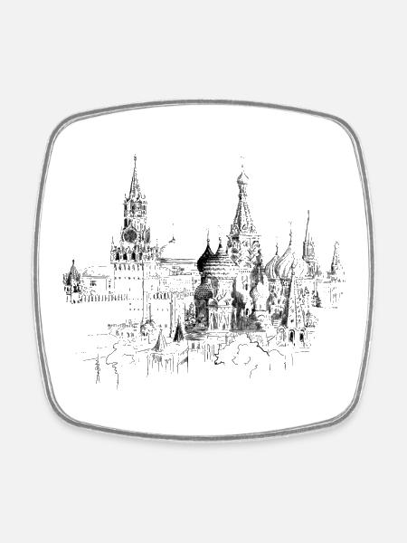 Moskau - Viereckiger Kühlschrankmagnet - Weiß